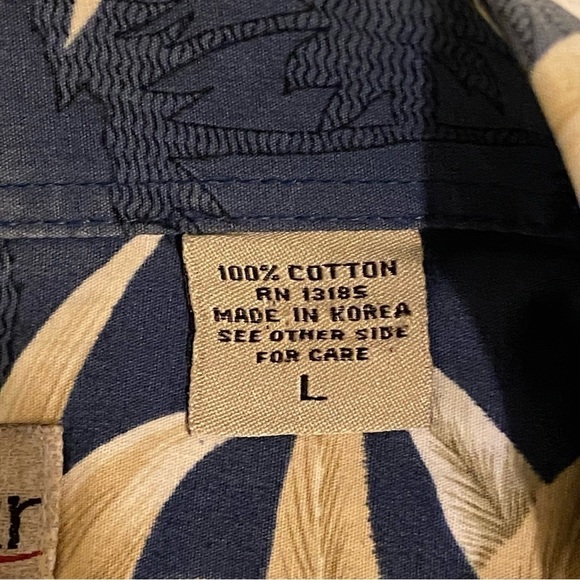 Vintage Hawaiian Shirt Mens Medium M Blue Floral All Over Print 90s Aloha Beach - Picture 9 of 12